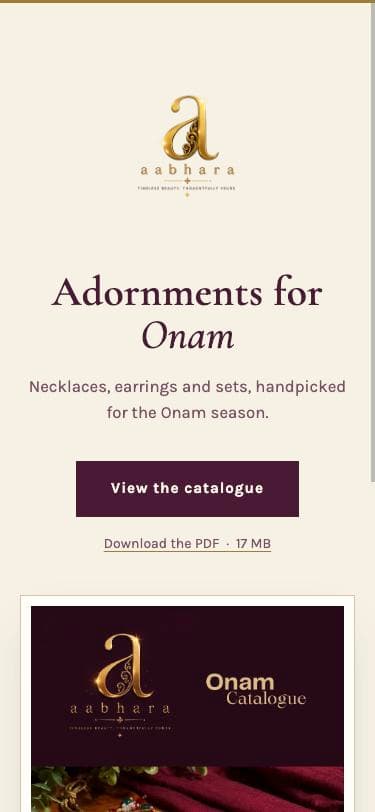 Aabhara homepage on a phone